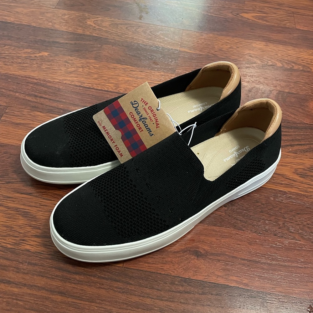 NWT Dearfoams Women’s Black Slip-On Memory Foam Shoes Size 9.5